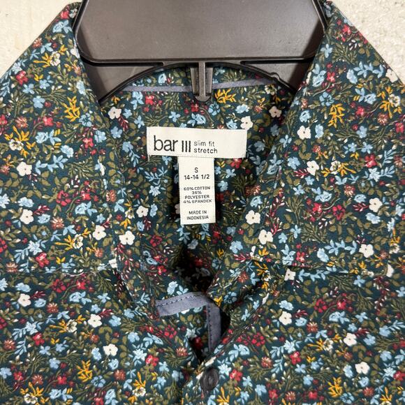 Bar III Men's Slim-Fit Watercolor Floral Dress Shirt, Lt. Blue 14-14.5 32-33 $70 - Picture 3 of 6